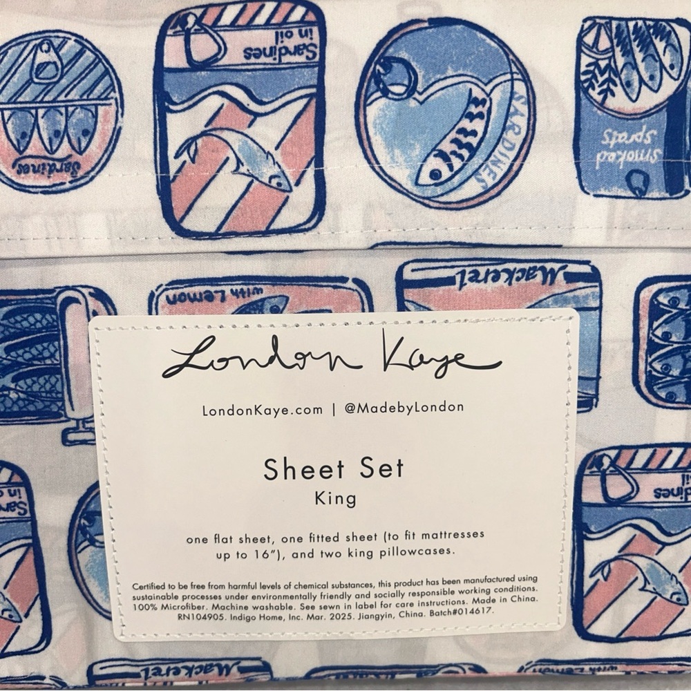 London Kaye SARDINE Print KING Sheet Set